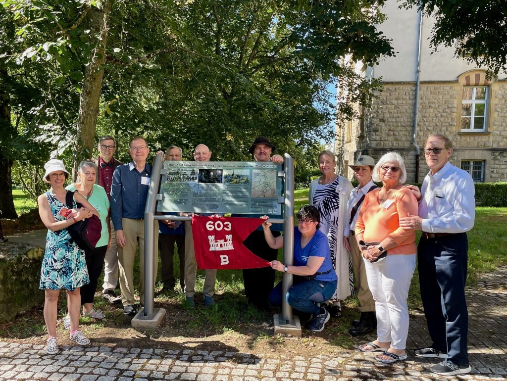 Ghost Army tour guests at Ghost Army marker