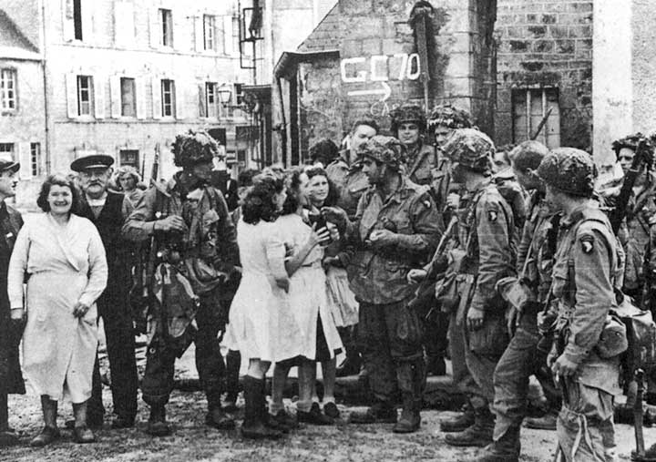 French women greeting Band of Brothers soldiers