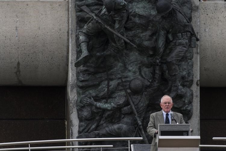 Jack Mountcastle speaking at D-Day Memorial