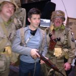 Actor Rick Gomez with Easy Company reenactors