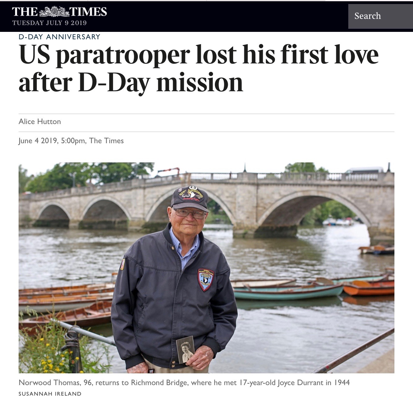 Norwood Thomas article on wartime romance