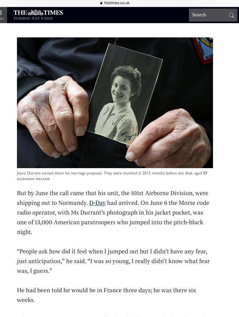 Norwood Thomas article on WWII romance