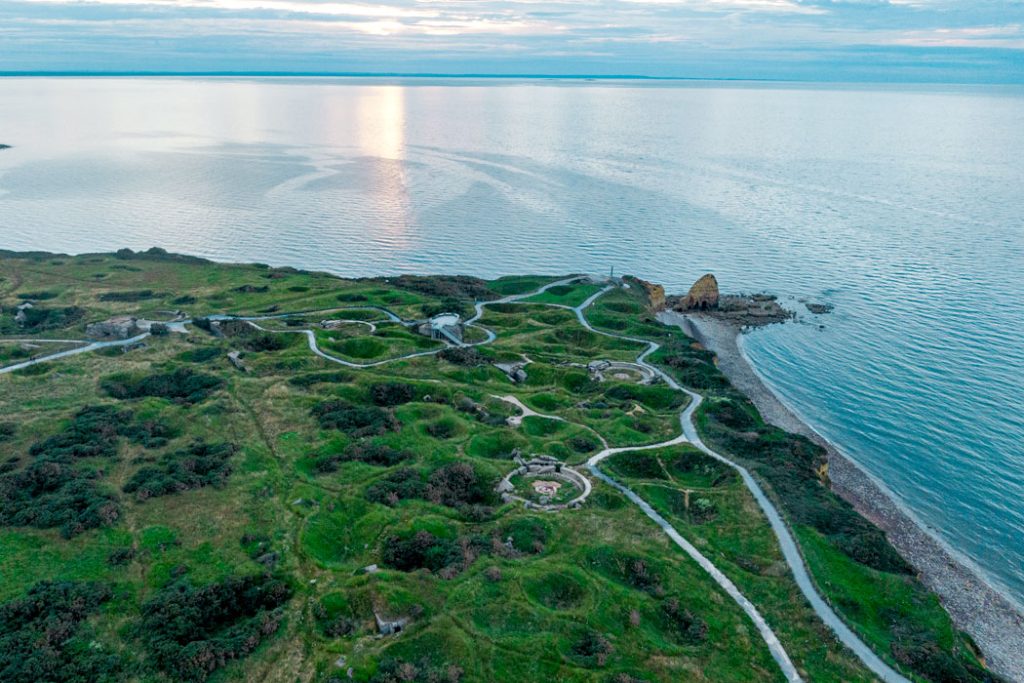 Normandy coast with WWII bunkers