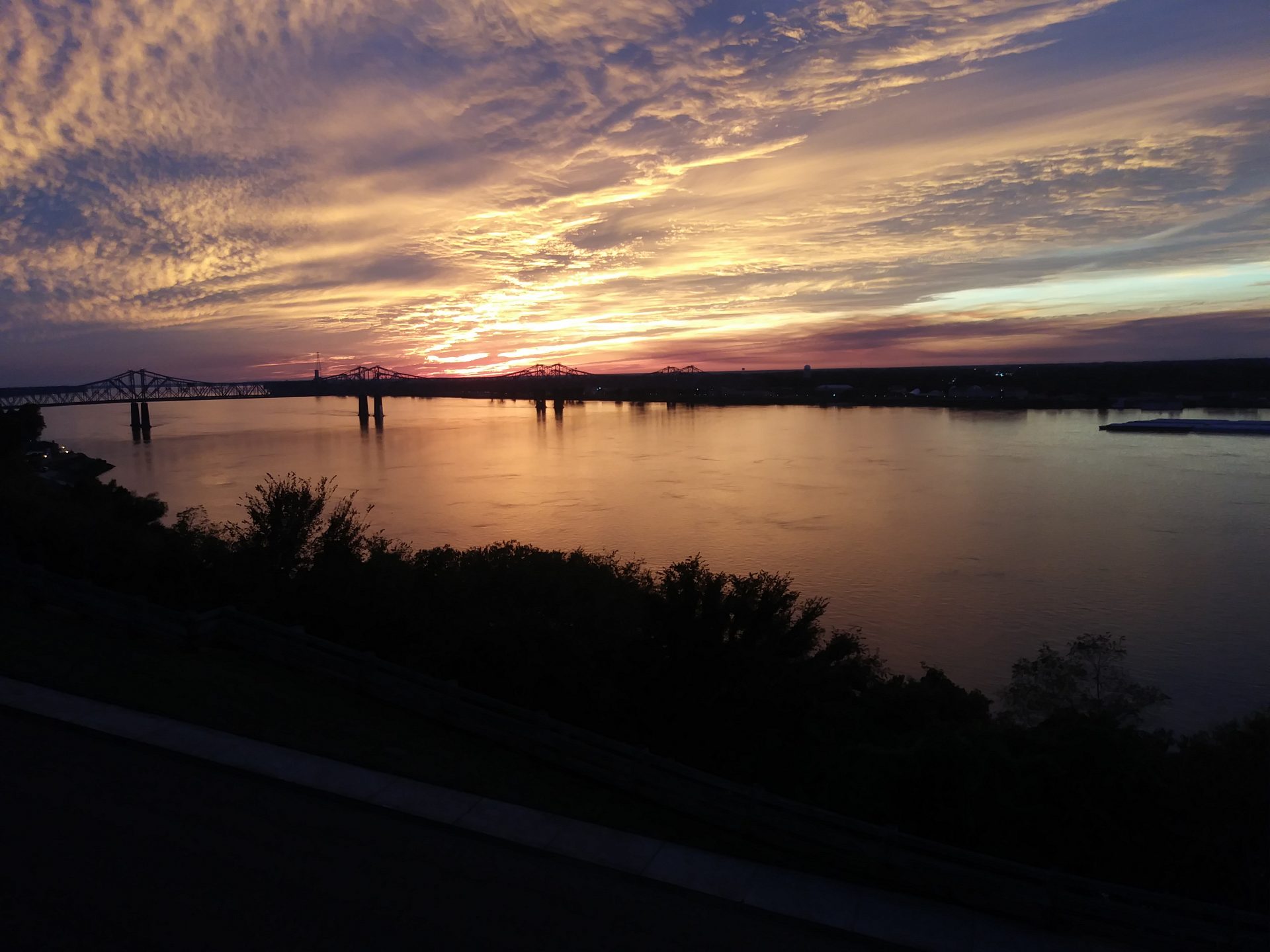 Mississippi River at sunset in Natchez