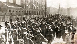 Polish soldiers marching to Battle of Warsaw