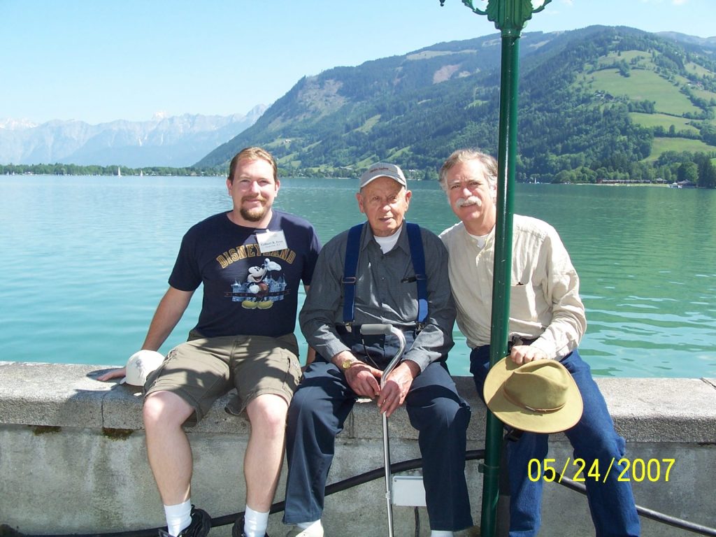 Tour guests with vet Bill Wingett at Zell am See