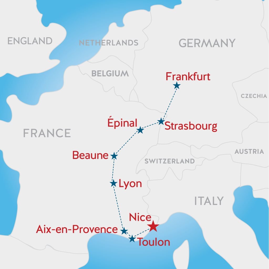 Map of the path of the Rivera to the Rhine in WWII