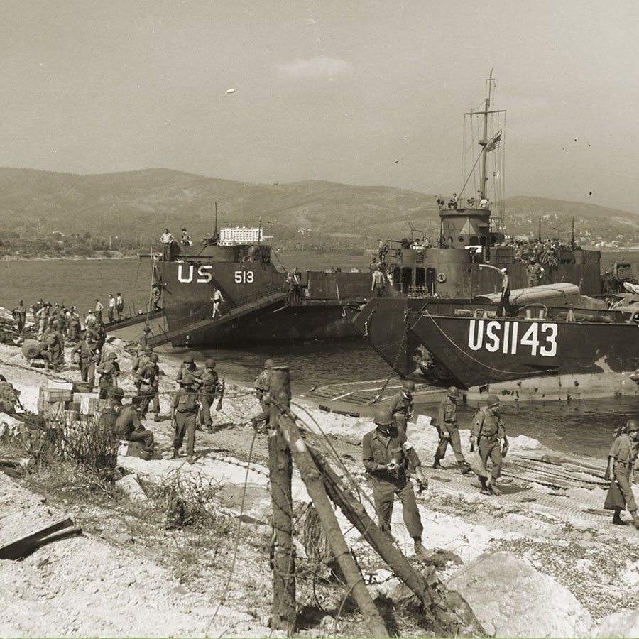 U.S. soldier landing on the French coast