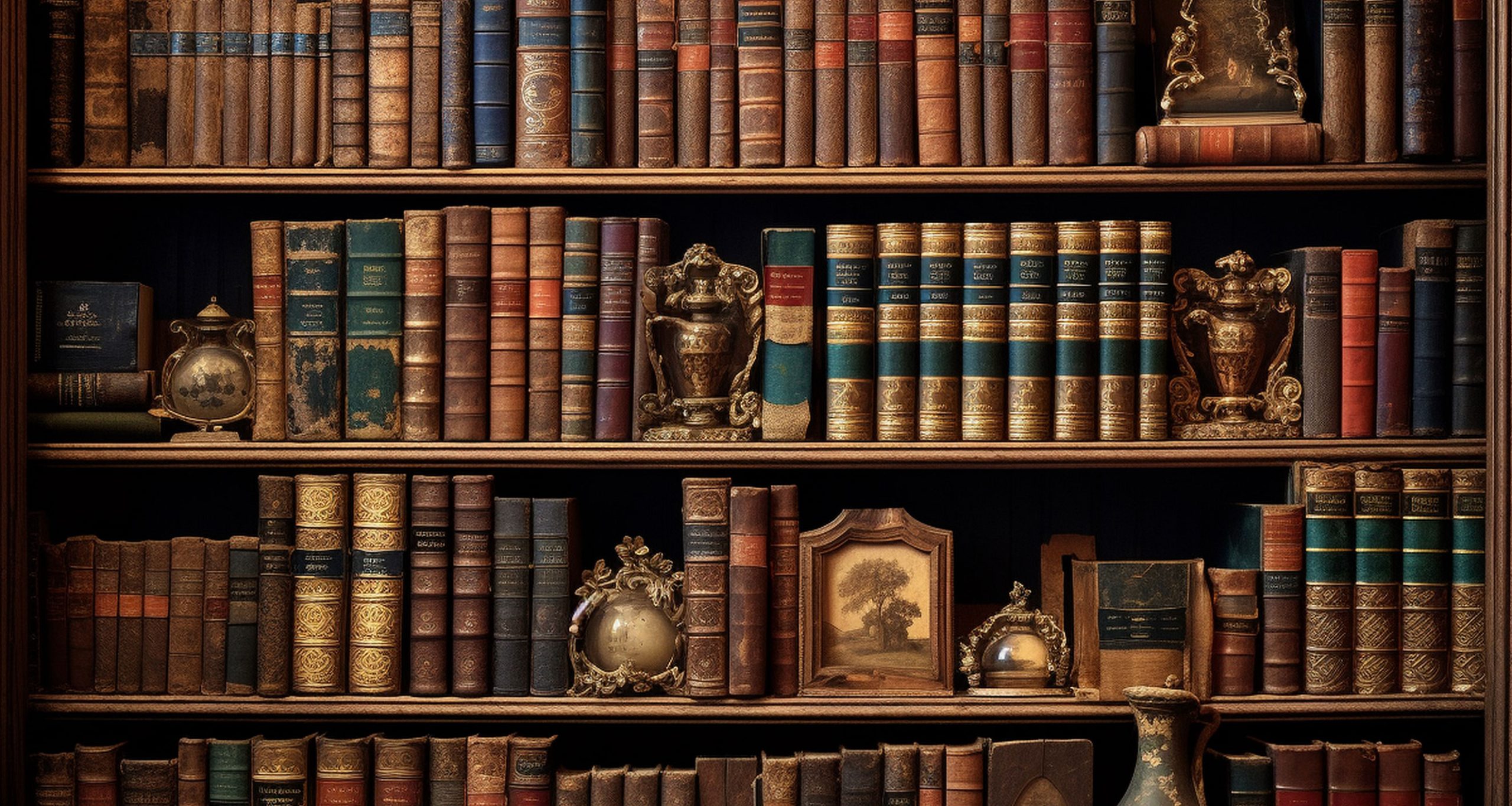 Bookshelves with books