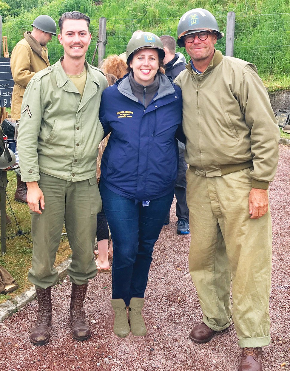 woman with WWII reenactors