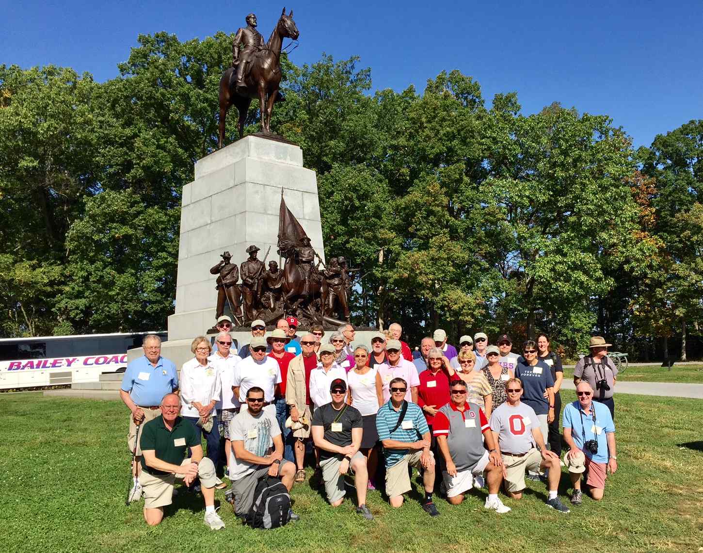 Civil War tour group at Gettysburg