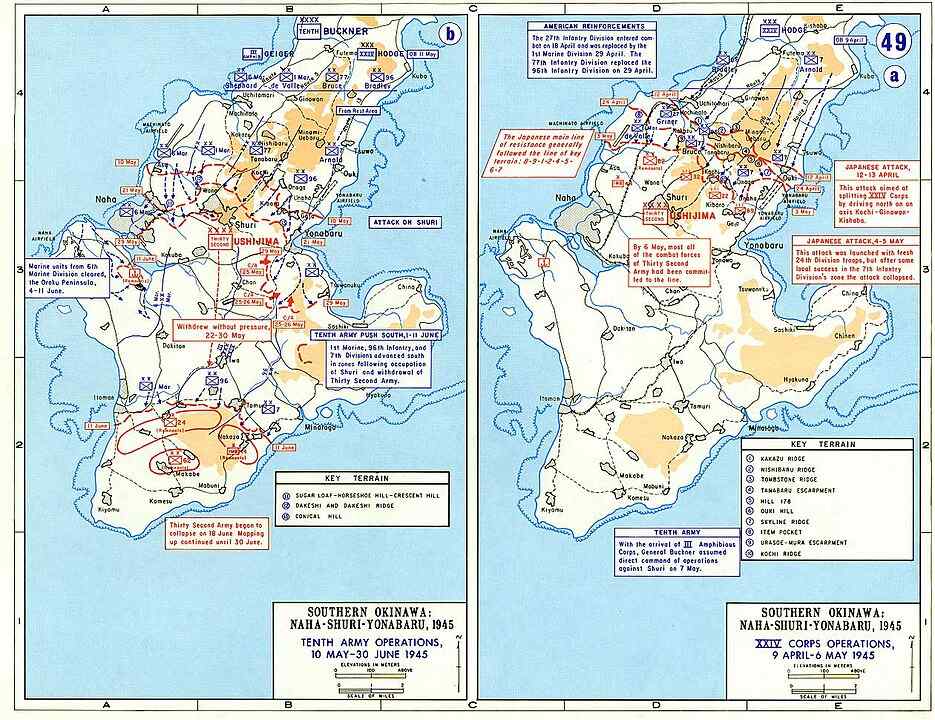Map of the invasion of Okinawa